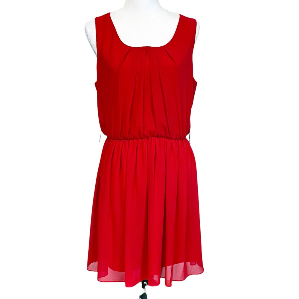 4/$25 IZ Byer Red sleeveless dress elastic waist flare skirt